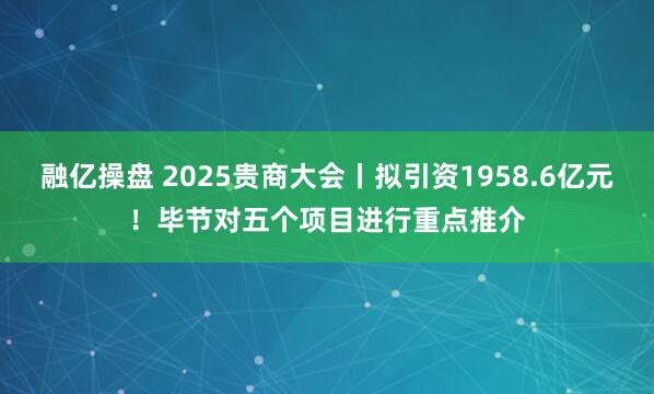 融亿操盘 2025贵商大会丨拟引资1958.6亿元！毕节对五个项目进行重点推介